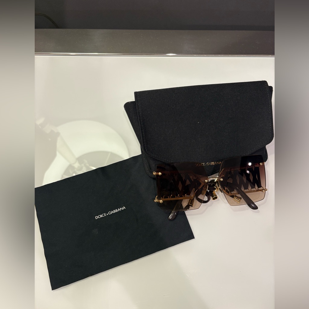 Dolce & Gabbana Sunglasses With Brown Lenses & Gold Accents